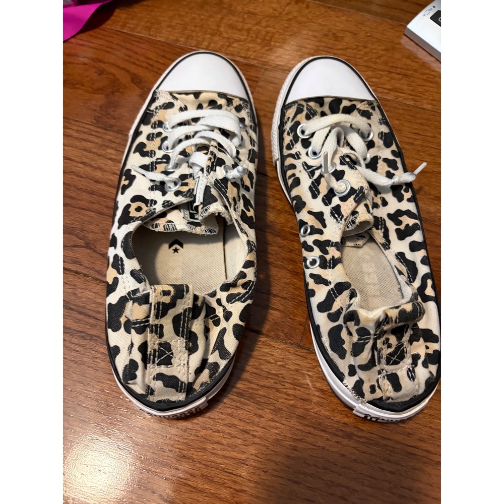 Converse Shoreline Sneakers Womens 9 Tan Leopard Print Slip On Low Top 567022F - Picture 2 of 5